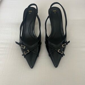 Zara Black Women's Slingback Heels